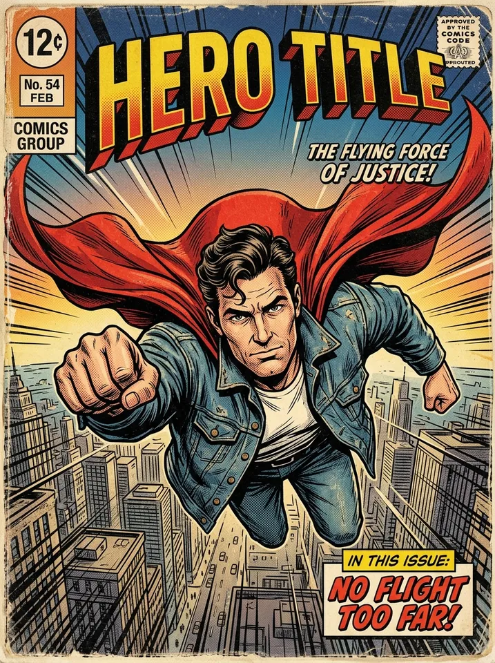 Made from the recipe: Vintage Superhero Comic Cover