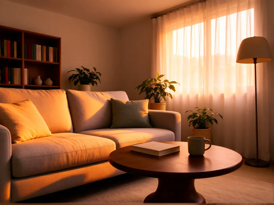 Wohnzimmer bei Sonnenuntergang