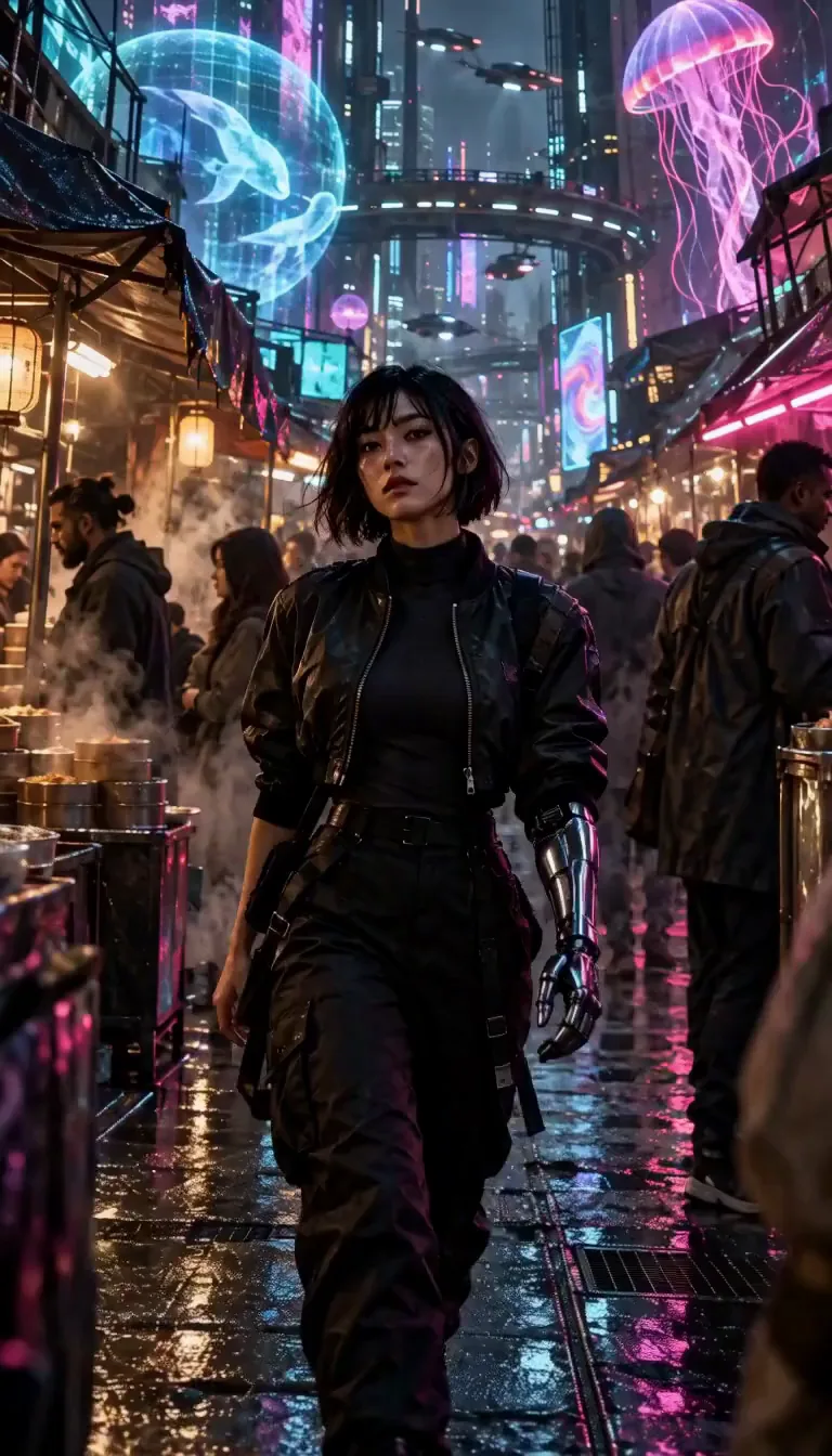 Night market cyborg