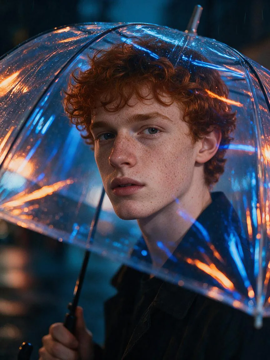 Neon rain umbrella